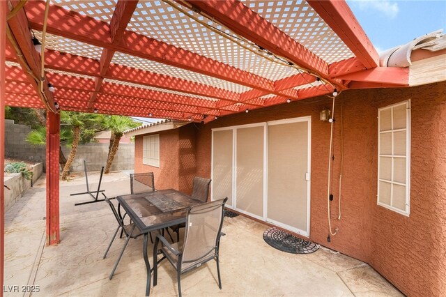 7517 Elk Meadows Ct, Las Vegas, NV 89131 - fenced backyard with a pergola, outdoor dining area, and a patio area