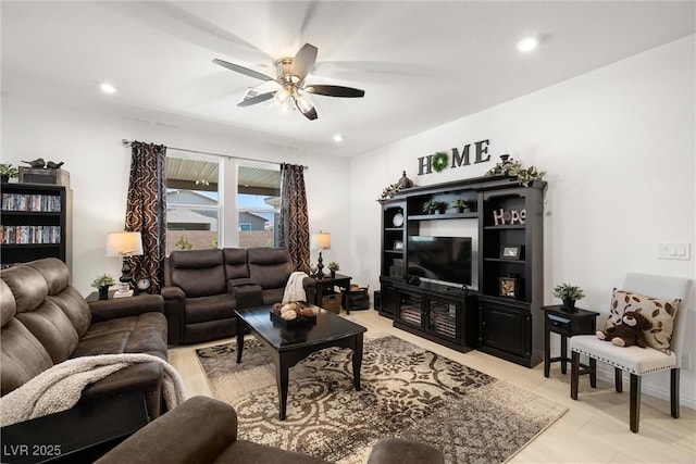 3568 E Malheur Ave, Pahrump, NV 89061 - living room with a ceiling fan and recessed lighting