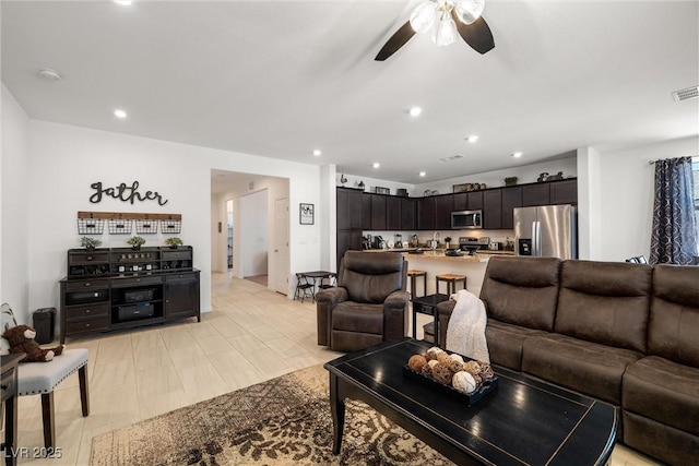 3568 E Malheur Ave, Pahrump, NV 89061 - living area with ceiling fan and recessed lighting