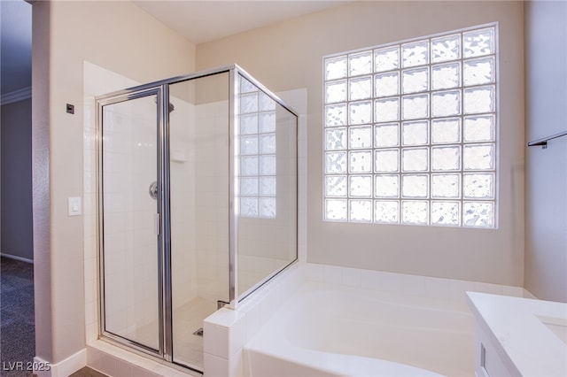 8026 Sunset Creek St, Las Vegas, NV 89113 - full bathroom with a stall shower, a bath, plenty of natural light, and vanity
