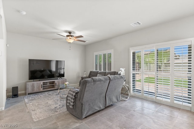 4498 Lantern Point Ave, North Las Vegas, NV 89084 - living area featuring a ceiling fan and baseboards