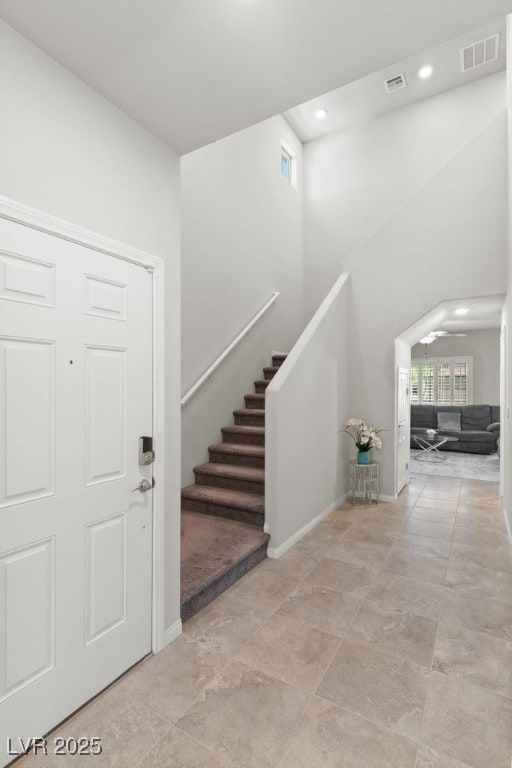 4498 Lantern Point Ave, North Las Vegas, NV 89084 - entryway featuring stairs, recessed lighting, and a high ceiling