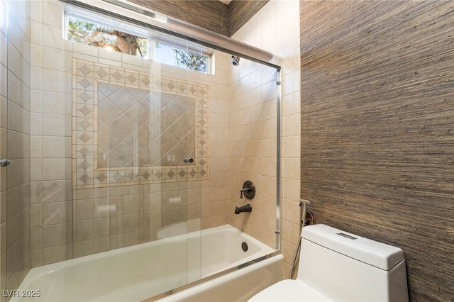 4014 Trapani Pl, Las Vegas, NV 89141 - bathroom with enclosed tub / shower combo and tile walls