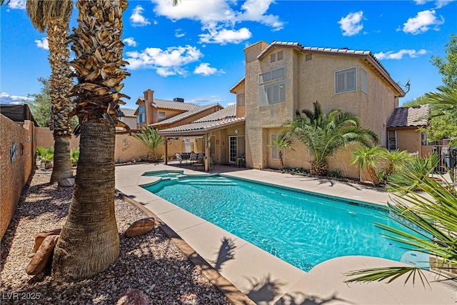 2042 Maple Springs St, Henderson, NV 89002 - view of pool with a fenced backyard, a patio area, and a pool with connected hot tub