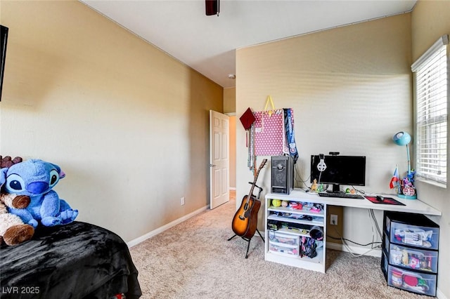 6897 Linda Creek Ct, Las Vegas, NV 89178 - bedroom featuring carpet flooring, multiple windows, a ceiling fan, and a desk