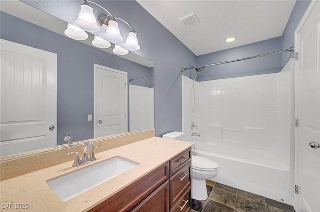 3908 Total Eclipse St, Las Vegas, NV 89129 - bathroom with vanity, shower / washtub combination, and stone finish floors