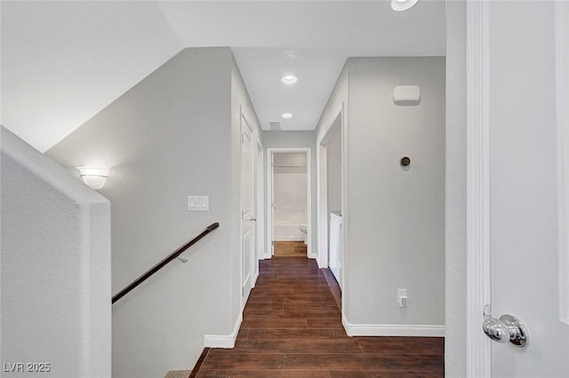 3908 Total Eclipse St, Las Vegas, NV 89129 - hall featuring an upstairs landing, wood finished floors, and recessed lighting