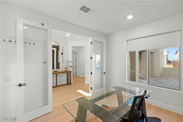 389 Red Feather Peak Ct, Las Vegas, NV 89138 - home office with light wood finished floors and recessed lighting