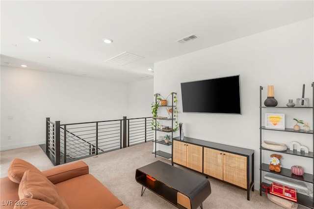 389 Red Feather Peak Ct, Las Vegas, NV 89138 - living room featuring light colored carpet and recessed lighting