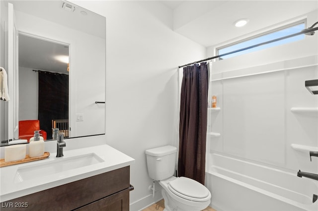 389 Red Feather Peak Ct, Las Vegas, NV 89138 - bathroom featuring vanity and shower / tub combo with curtain