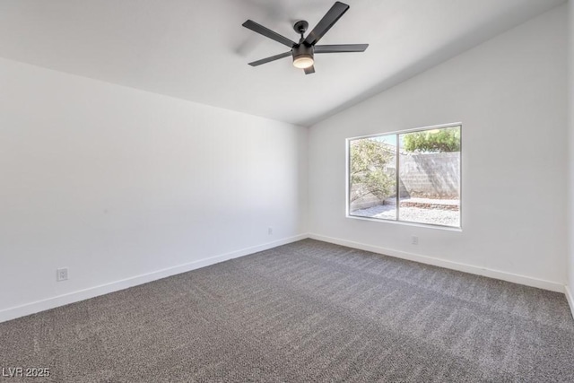 6456 First View Ave, Las Vegas, NV 89142 - spare room featuring ceiling fan, lofted ceiling, and dark carpet