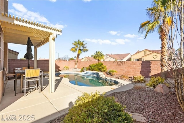 262 Cielito Lindo St, Henderson, NV 89012 - view of swimming pool with a fenced backyard, a patio, outdoor dining space, and a pergola