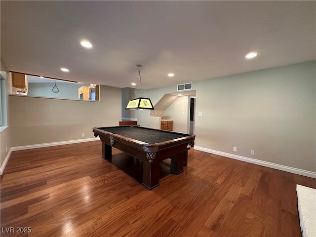 8729 Pesaro Dr, Las Vegas, NV 89117 - rec room featuring billiards table, wood finished floors, and recessed lighting