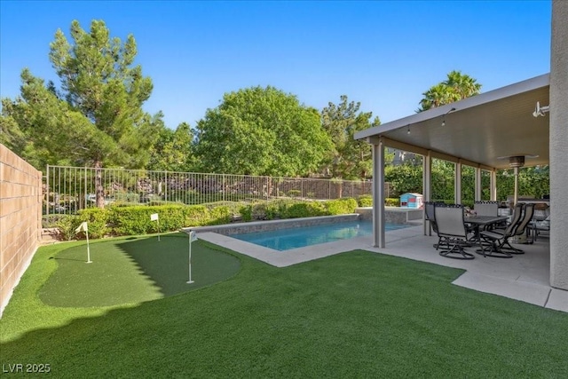 364 Trentino Alto St, Henderson, NV 89012 - view of pool featuring a putting area, a fenced backyard, and a patio area