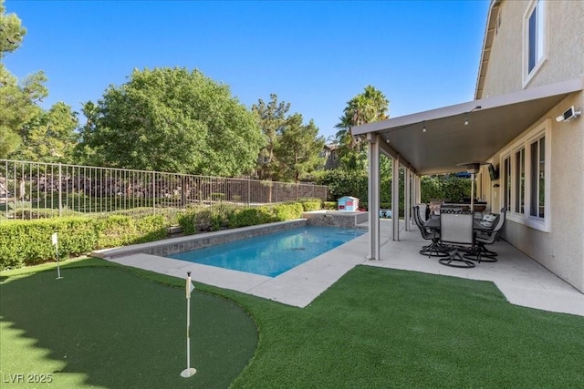 364 Trentino Alto St, Henderson, NV 89012 - view of pool with a putting area, a patio area, and a fenced backyard