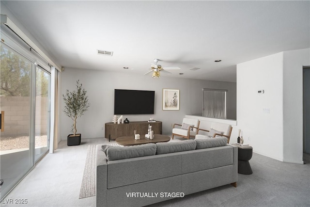 9604 Summer Cypress St, Las Vegas, NV 89123 - living room featuring carpet floors and ceiling fan