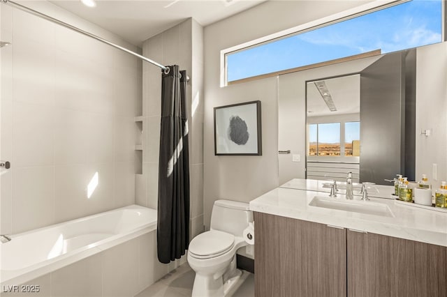 12 Desert Lake Ln, Henderson, NV 89011 - full bathroom with tiled shower / bath combo, vanity, and tile patterned flooring