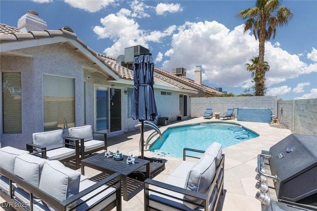 998 Hunters Run Dr, Henderson, NV 89002 - view of pool with outdoor lounge area, a patio, a fenced backyard, and area for grilling