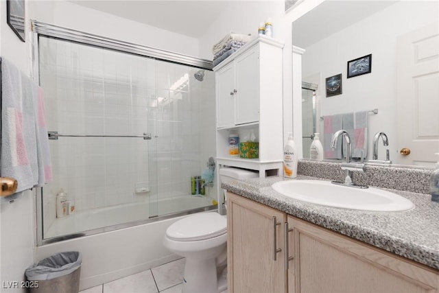 998 Hunters Run Dr, Henderson, NV 89002 - bathroom with vanity, tile patterned floors, and enclosed tub / shower combo