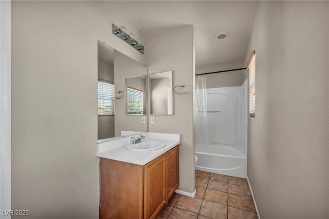 6377 W Haleh Ave, Las Vegas, NV 89141 - full bath with vanity, shower / bath combination with curtain, and tile patterned floors