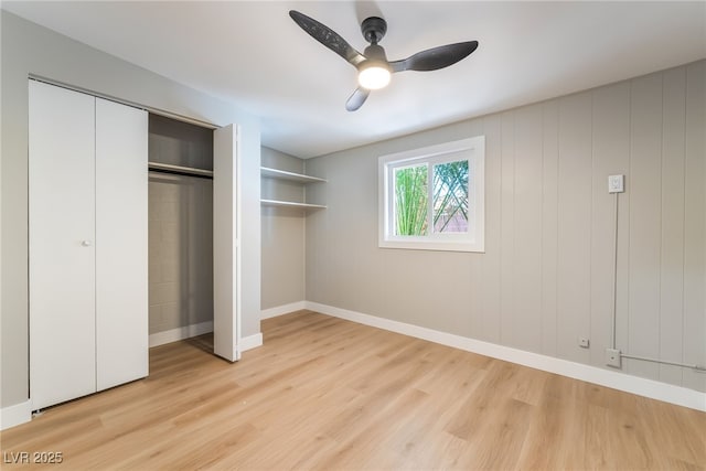 2749 Del Mar Pl, Las Vegas, NV 89169 - unfurnished bedroom with light wood-type flooring, a closet, and ceiling fan