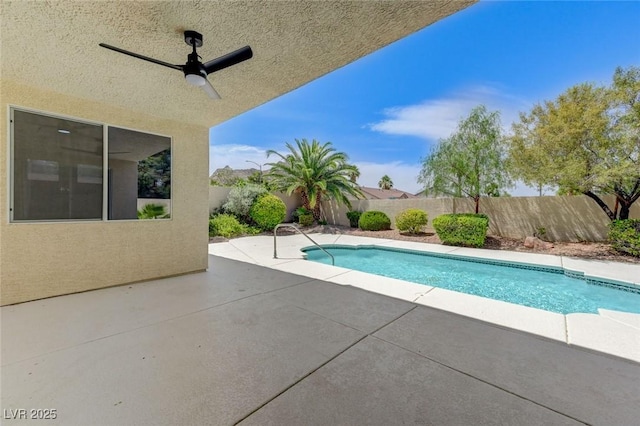 9632 Cherry Canyon Ave, Las Vegas, NV 89129 - view of pool with a ceiling fan, a fenced backyard, and a patio