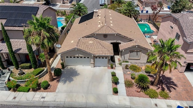 9632 Cherry Canyon Ave, Las Vegas, NV 89129 - aerial view of residential area with a pool