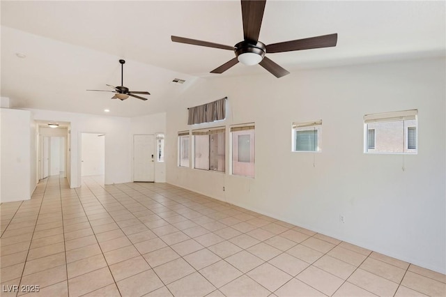 4043 Lilac Creek Ct, Las Vegas, NV 89122 - unfurnished room featuring a ceiling fan, vaulted ceiling, and light tile patterned flooring