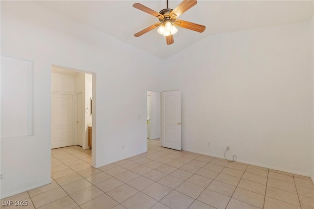 4043 Lilac Creek Ct, Las Vegas, NV 89122 - spare room with ceiling fan, light tile patterned floors, and high vaulted ceiling
