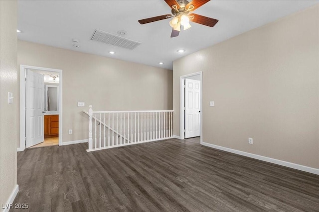 7818 Brodie Castle Ct, Las Vegas, NV 89166 - unfurnished room featuring dark wood-style floors, a ceiling fan, and recessed lighting