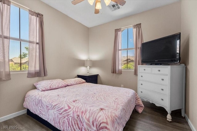 7818 Brodie Castle Ct, Las Vegas, NV 89166 - bedroom featuring multiple windows, wood finished floors, and ceiling fan