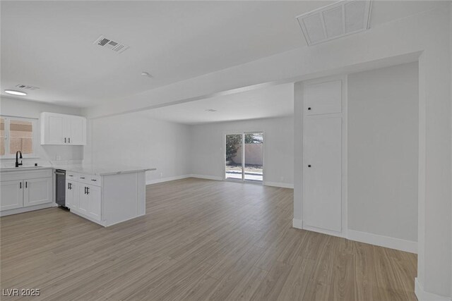 2005 Jansen Ave, Las Vegas, NV 89101 - kitchen with a peninsula, white cabinetry, light wood-style floors, and open floor plan