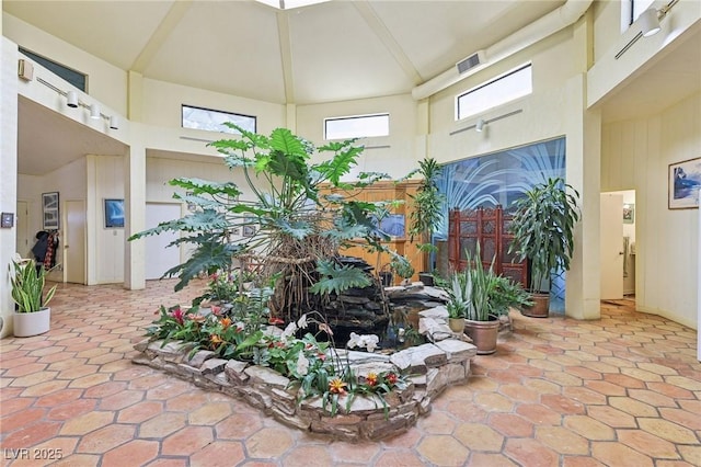 55 Siddall Ave, Las Vegas, NV 89183 - common area with high vaulted ceiling and beamed ceiling