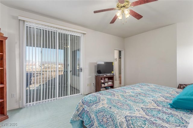3821 Tumbleweed Ave, Pahrump, NV 89048 - bedroom with carpet floors, access to outside, and ceiling fan