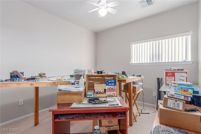 3821 Tumbleweed Ave, Pahrump, NV 89048 - home office featuring a ceiling fan and carpet flooring