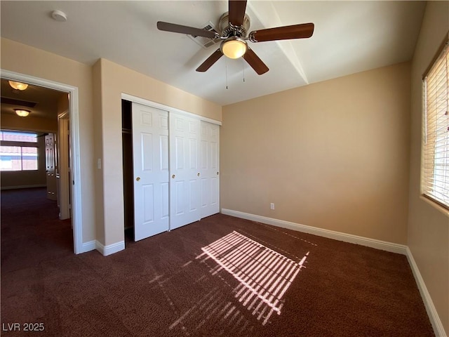 7604 Cruz Bay Ct, Las Vegas, NV 89128 - unfurnished bedroom featuring carpet floors, a closet, and a ceiling fan