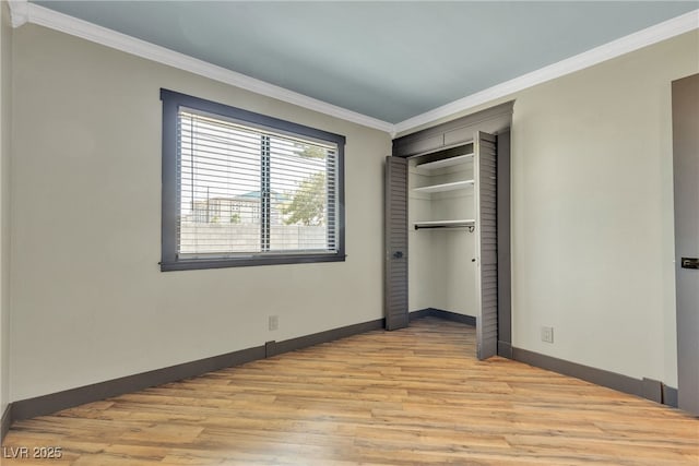 4272 Sheppard Dr, Las Vegas, NV 89121 - unfurnished bedroom with ornamental molding, light wood-type flooring, and a closet