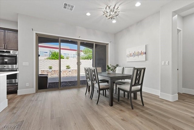 251 Castellari Dr, Las Vegas, NV 89138 - dining area with light wood-style floors, recessed lighting, and a chandelier