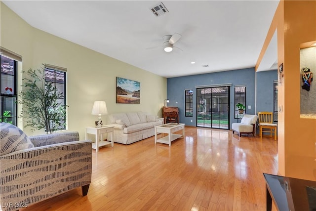 7909 Canoe Ln, Las Vegas, NV 89145 - living area featuring ceiling fan and light wood-style floors
