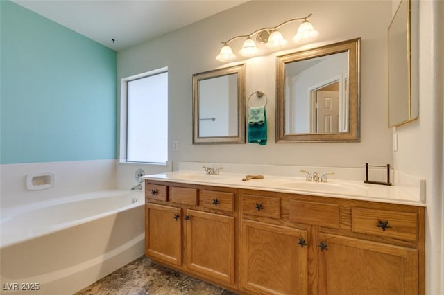 6109 Sandstone Mesa Dr, Las Vegas, NV 89130 - full bathroom with double vanity and a bath
