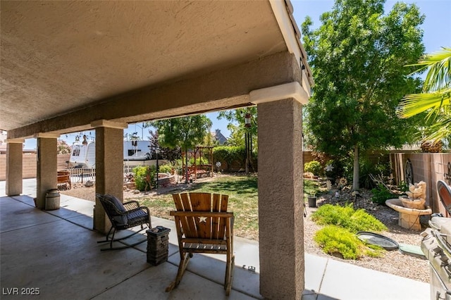 6109 Sandstone Mesa Dr, Las Vegas, NV 89130 - fenced backyard with a patio