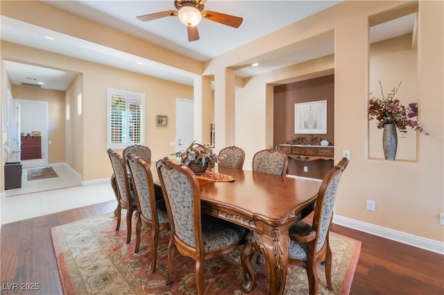 12276 Caminita Pl, Las Vegas, NV 89138 - dining space featuring wood finished floors and a ceiling fan
