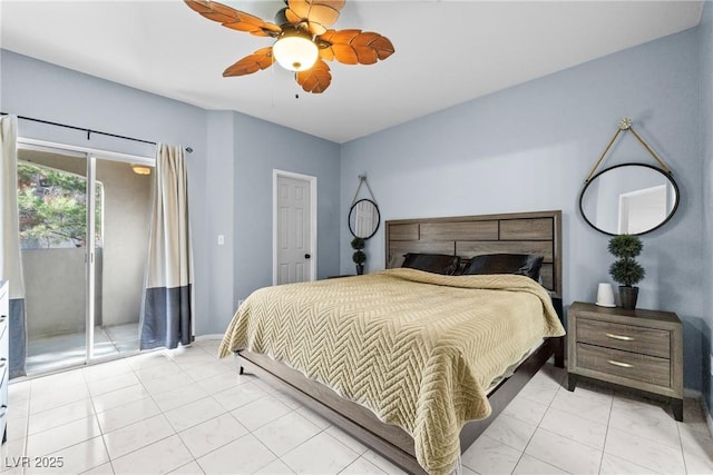 109 Breezy Tree Ct Unit 202, Las Vegas, NV 89145 - bedroom featuring access to outside, ceiling fan, and light marble finish floors