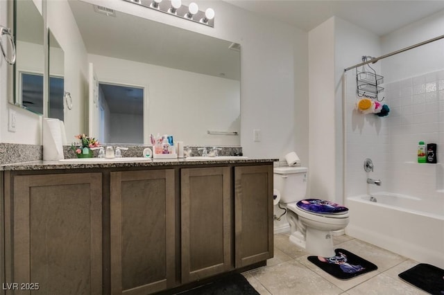 1200 Mission View Ct, Henderson, NV 89002 - bathroom with shower / washtub combination, double vanity, and tile patterned flooring