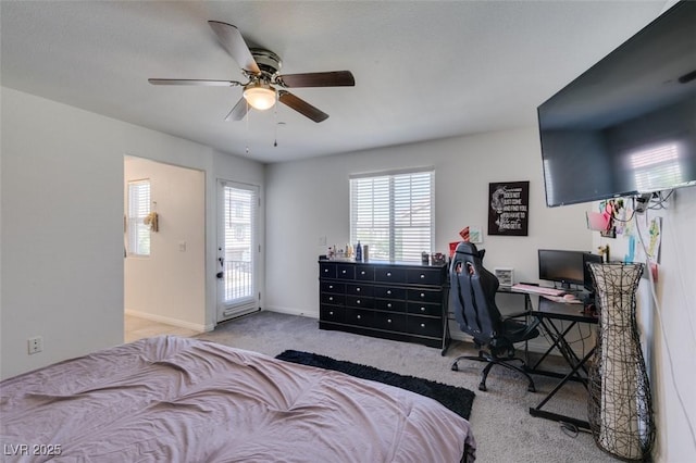 1200 Mission View Ct, Henderson, NV 89002 - carpeted bedroom with an office area, a ceiling fan, and access to exterior