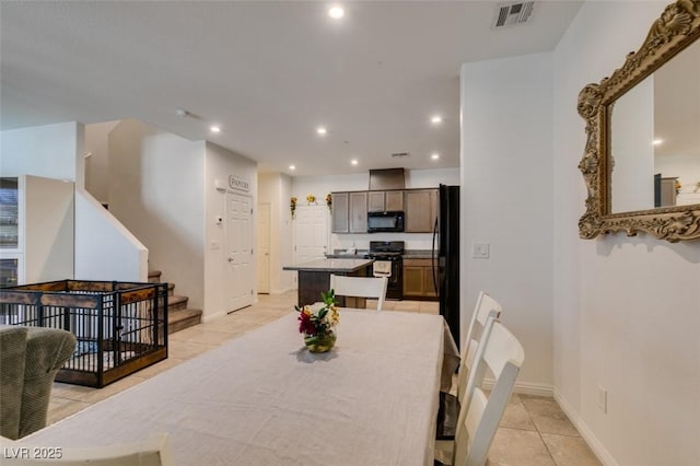 1200 Mission View Ct, Henderson, NV 89002 - dining space with recessed lighting, stairway, and light tile patterned flooring
