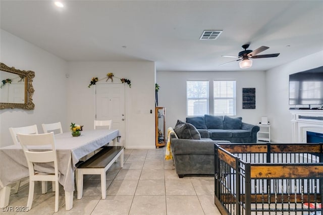 1200 Mission View Ct, Henderson, NV 89002 - dining area with light tile patterned floors and a ceiling fan