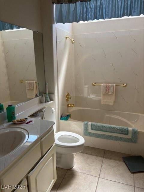 10036 Keysborough Dr, Las Vegas, NV 89134 - full bathroom featuring vanity, tile patterned flooring, and shower / tub combo with curtain