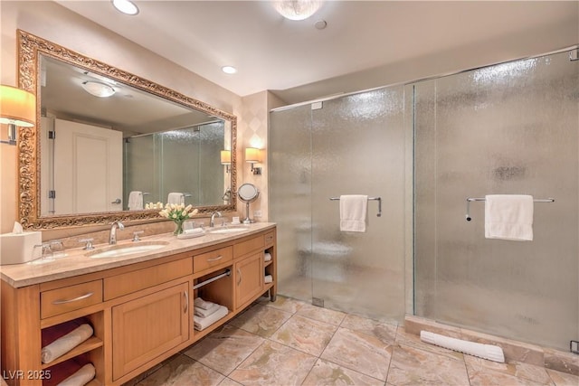 2000 Fashion Show Dr Unit 4105-4106, Las Vegas, NV 89109 - full bath with double vanity and a stall shower