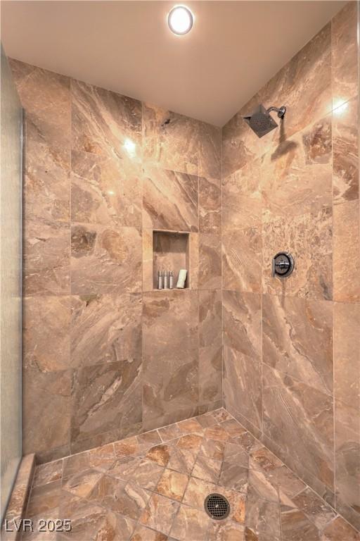 2000 Fashion Show Dr Unit 4105-4106, Las Vegas, NV 89109 - bathroom with a tile shower and recessed lighting
